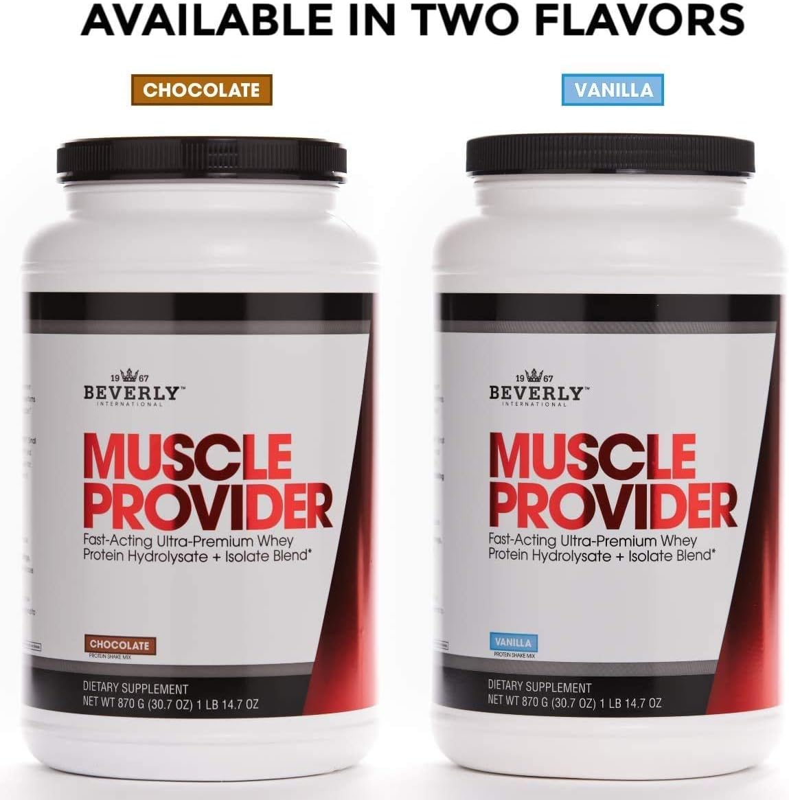 Beverly International Muscle Provider, 30 Servings, Vanilla. Super-Fast-Absorbing Whey Protein Powder for Recovery, Lean Muscle. Fills Your Muscles, not Your Stomach. Tastes Like Ice Cream! : Health & Household