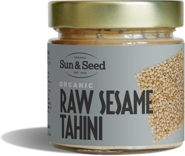 Organic Raw White Sesame Tahini by Sun & Seed - 200g - Made From 100% Organic Sesame Seeds - Healthy Tahini Paste - Vegan - Gluten, Dairy & Soy Free