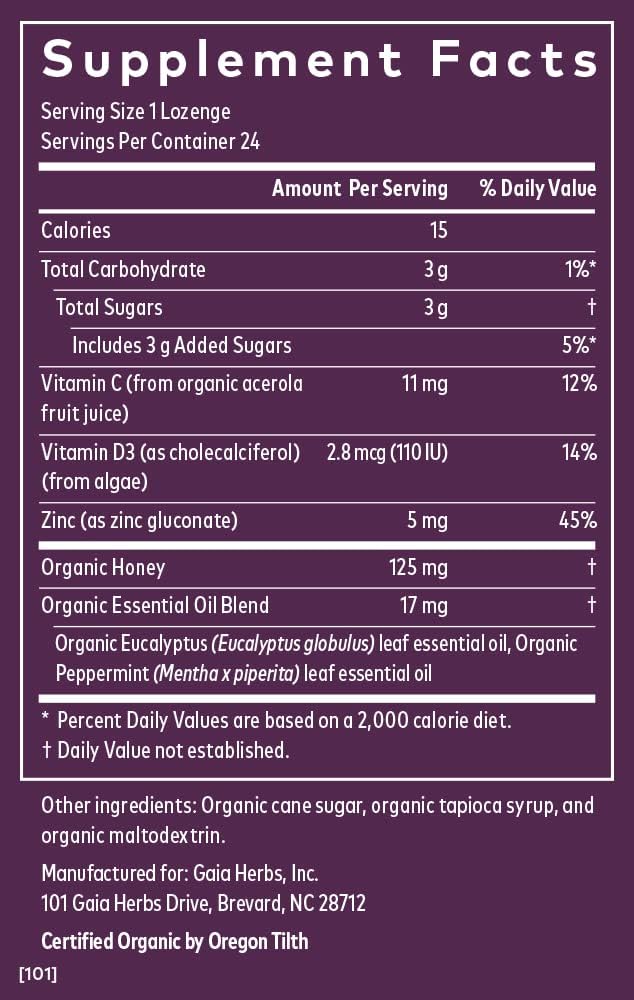 Gaia Herbs Immune Lenges - Immune Support Lenges - USDA Certified Organic - Vitamin C, Vitamin D, Zinc - Peppermint avor - 3 Pack, 72 Lenges