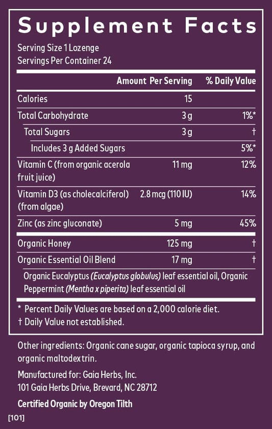 Gaia Herbs Immune Lenges - Immune Support Lenges - USDA Certified Organic - Vitamin C, Vitamin D, Zinc - Peppermint avor - 3 Pack, 72 Lenges