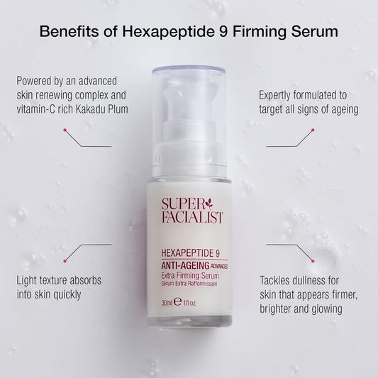 Super Facialist Hexapeptide 9 Anti-Ageing Advanced Extra Firming Serum - Anti Ageing Face Cream To Increase Elasticity, Target Deep Wrinkles & Dull Skin, Vegan Friendly, 30 Ml