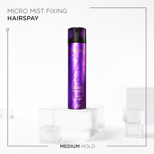 Kérastase Coiffage Couture, Anti-Frizz Hair Spray, Medium Hold, For All Hair Types, Anti-Humidity With Flyaway Control, Laque Couture, 300 Ml