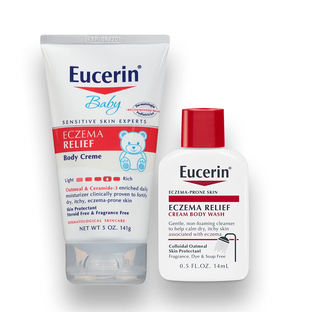 Eucerin Baby Eczema Eczema Baby Cream (5oz) Plus Trial Body Wash (.5oz), Baby Eczema Cream, Multipack