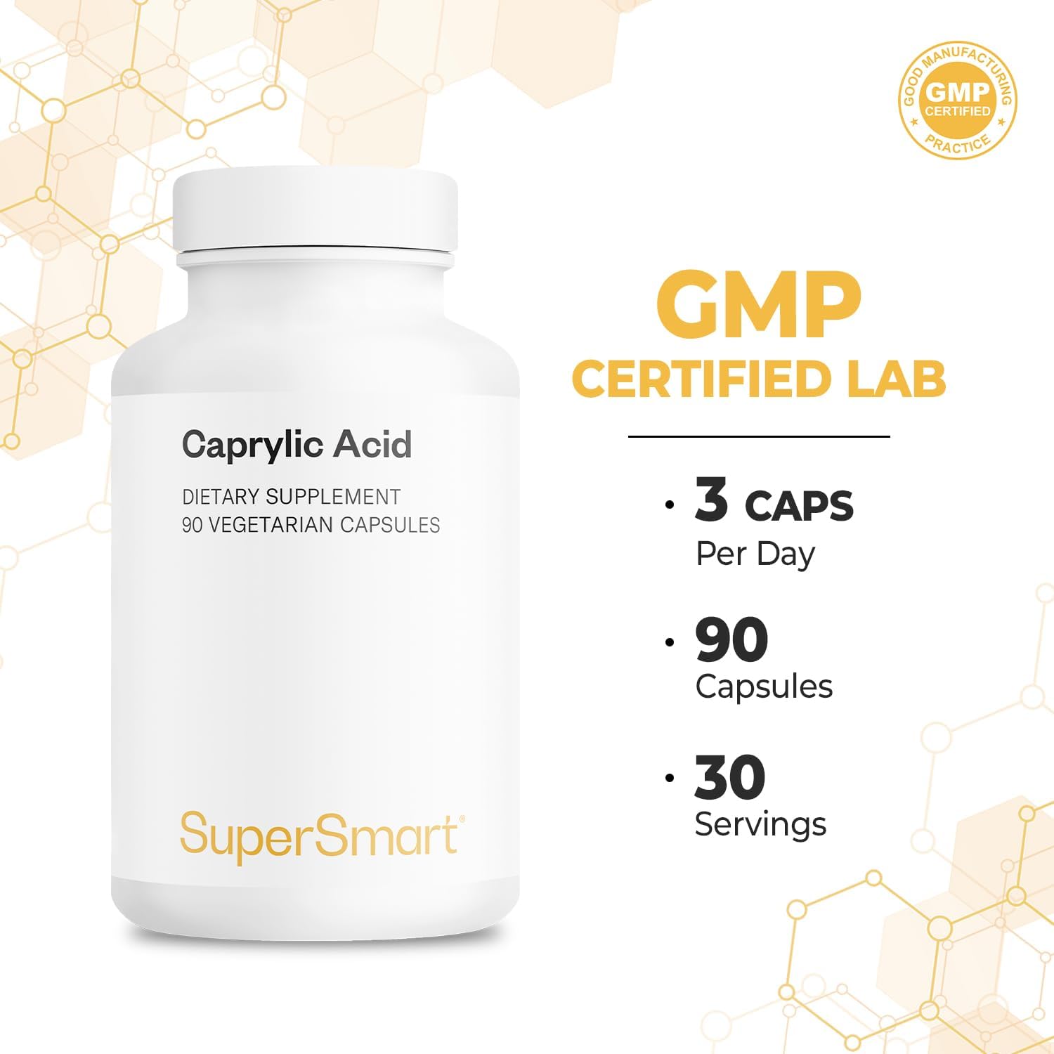 Supersmart Caprylic Acid Supplement 1350Mg Per Day (From Mct Oil) - Medium-Chain Triglycerides Saturated Fatty Acid - Octanoic Acid | No-Gmo & Gluten Free - 90 Vegetarian Capsules : Health & Household