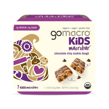 Gomacro Kids Macrobar Organic Vegan Snack Bars - Chocolate Chip Cookie Dough (0.90 Ounce Bars, 7 Count)