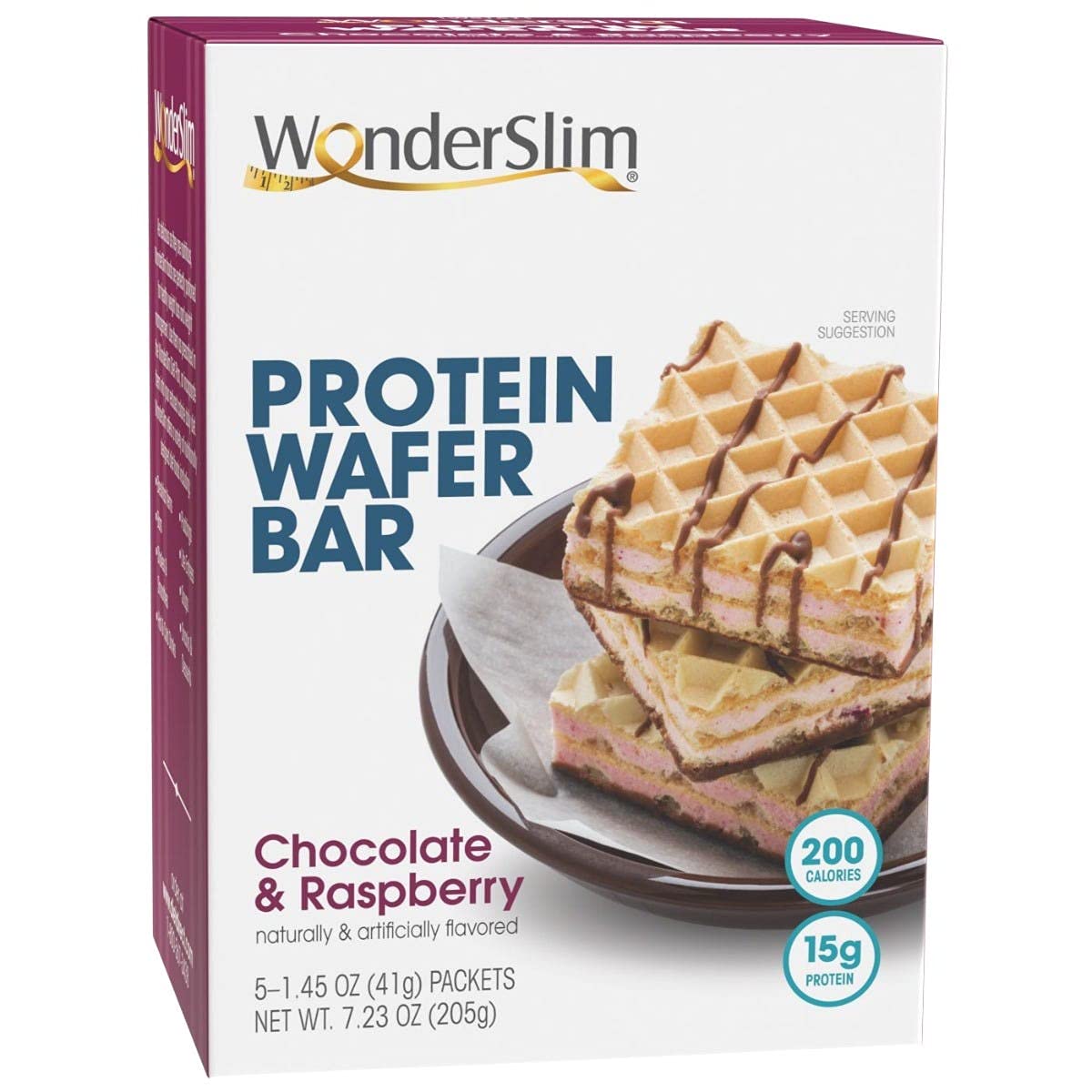 Wonderslim Protein Wafer Snack Bar, Raspberry, 200 Calories, 15G Protein, 0Mg Cholesterol (5Ct)