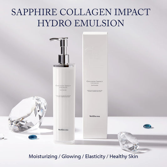 Wellderma Sapphire Collagen Impact Hydro Emulsion 3.38 Fl.Oz - Collagen Hydrating And Firming Face Lotion For Elasticity, Gloss, Skin Tightening Collagen Emulsion For Softer And Resilient Skin