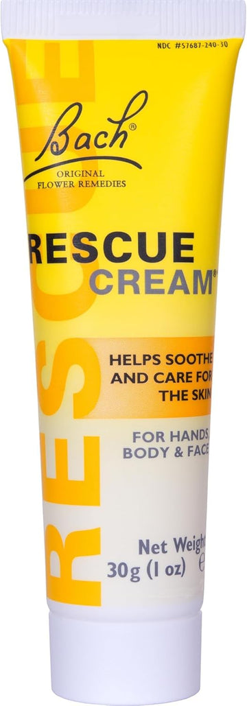 Bach Rescue Cream, Hydrating Skincare For Hands, Body And Face, Shea Butter, Homeopathic Stress Relief Flower Essences, Fragrance-Free, Paraben-Free, Holiday Stocking Stuffer, 30G