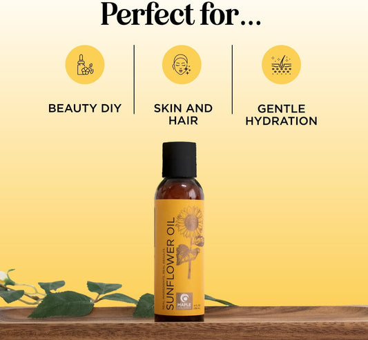 Sunflower Oil For Hair Skin And Nails - Anti Aging Skin Care With Vitamin E Oil For Skin And Hair Care - Pure Sunflower Oil Skin Moisturizer For Dry Skin And Carrier Oil For Essential Oils Mixing