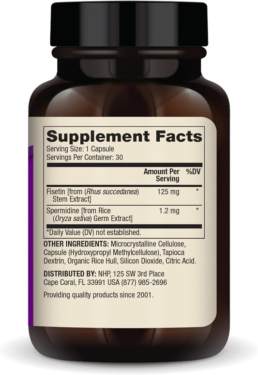 Dr. Mercola Fisetin and Spermidine, 30 Servings (30 Capsules), Dietary Supplement, Supports Brain and Cognitive Function, Non-GMO