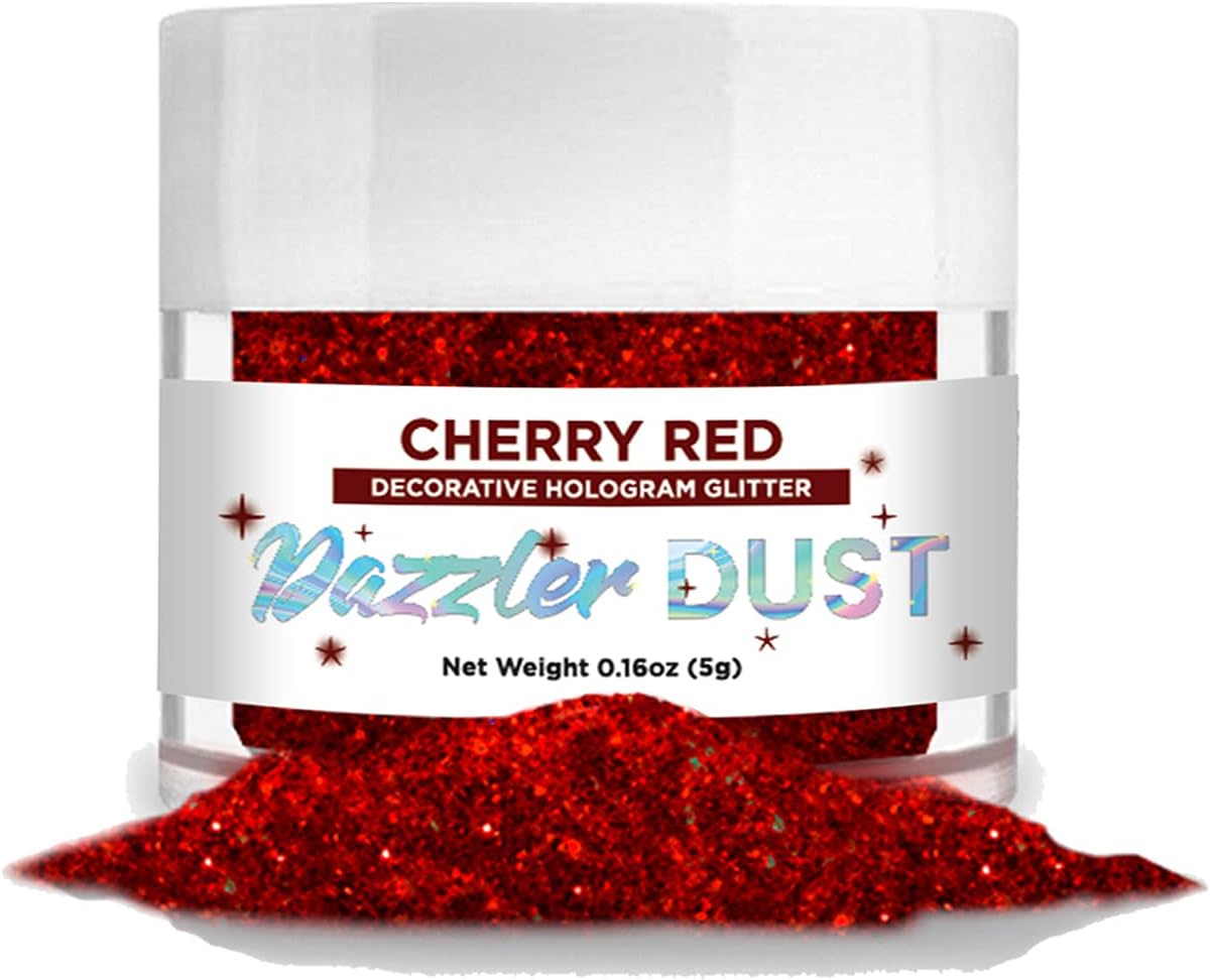 Bakell Cherry Red Art & Craft Glitter, 5G Jar | Dazzler Dust | Non-Toxic Decorating Glitter | Arts, Crafts, Slime, Glue, Paint, Face & Body (Cherry Red)