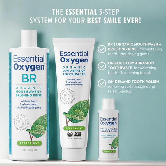 Essential Oxygen Pristine Protocol A 3-Step System (1. Rinse 2. Brush 3. Polish) For Your Best Smile Ever, 3 Count, Combo Pack