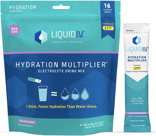 Liquid I.V. Hydration Multiplier - Concord Grape, Tropical Punch & Golden Cherry - Hydration Powder Packets | Electrolyte Drink Mix | Non-GMO | 48 Sticks