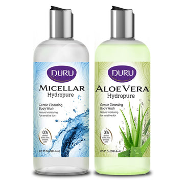Duru Hydropure Aloe Vera and Micellar Water Body Wash - Gentle Cleansing Bodywash Moisturizing Body Wash Sensitive Skin Shower Gel Body Wash for Women and Men Plant Based Skin Care Products - 2 Pack