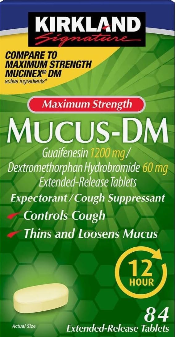 Kirkland Signature Mucus DM Control Cough, Thin and LOOSENS Mucus 84 Tablets