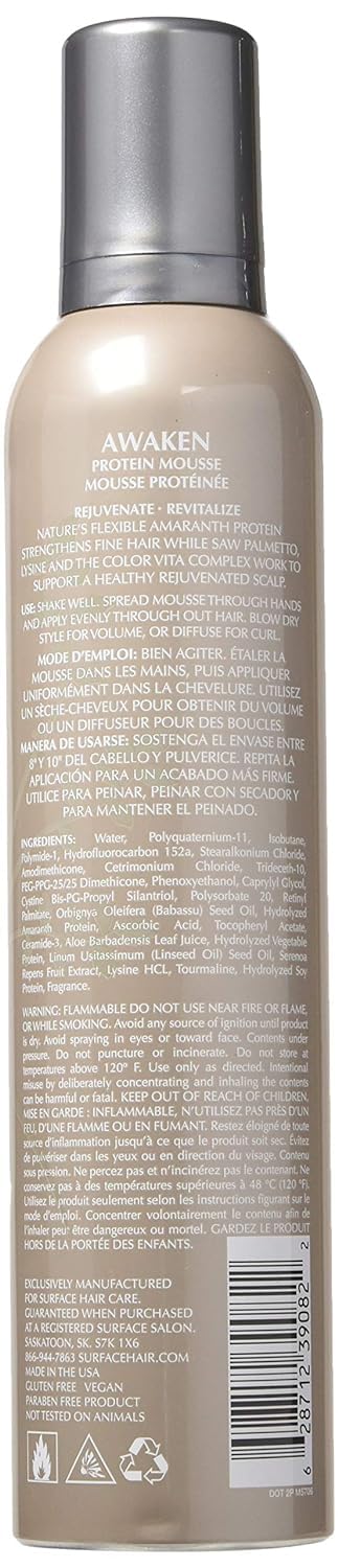 Surface Hair Awaken Mousse: Color Safe, Volumizing, Firm Hold Hair Mousse To Thicken Hair, Sulfate-Free, Paraben-Free, 8.8 Oz