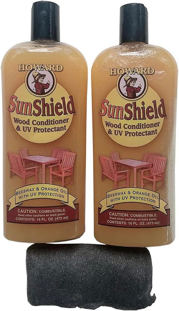 Howard Sunshield Wood Conditioner and UV Protectant Pack of 2, Bundled with Steel Wool