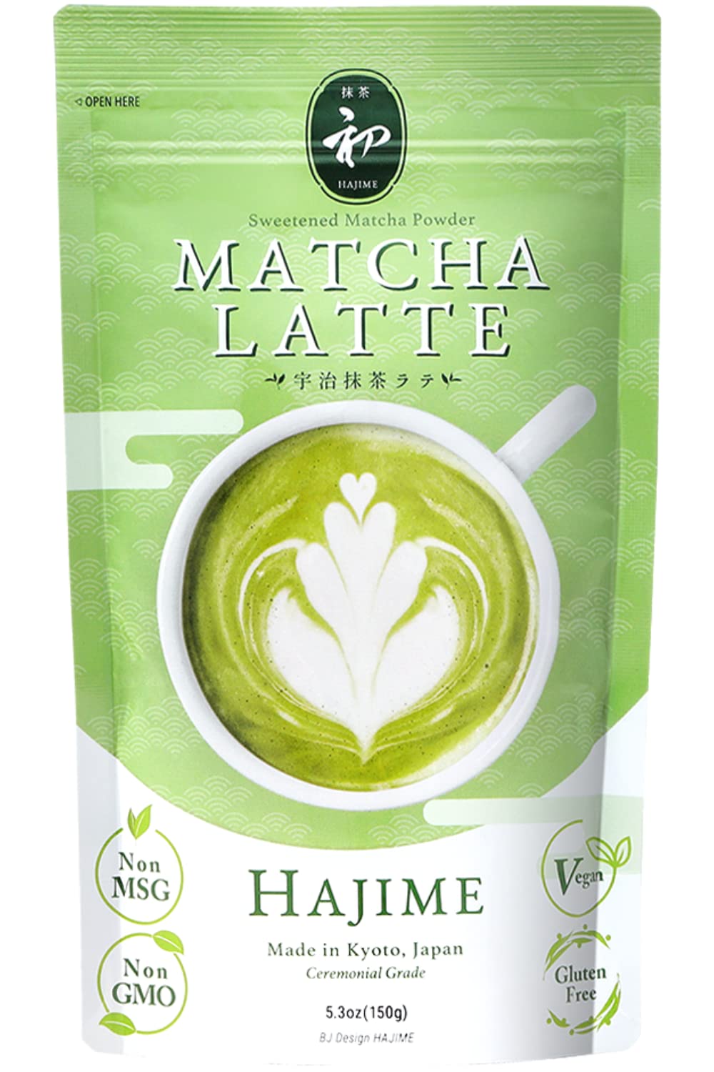 Bjdesign Matcha Latte Powder “Hajime” Sweetened Matcha Green Tea Powder - Authentic Japanese Origin - Non Msg, Non Gmo, Vegan, Gluten Free (5.3 Ounce)