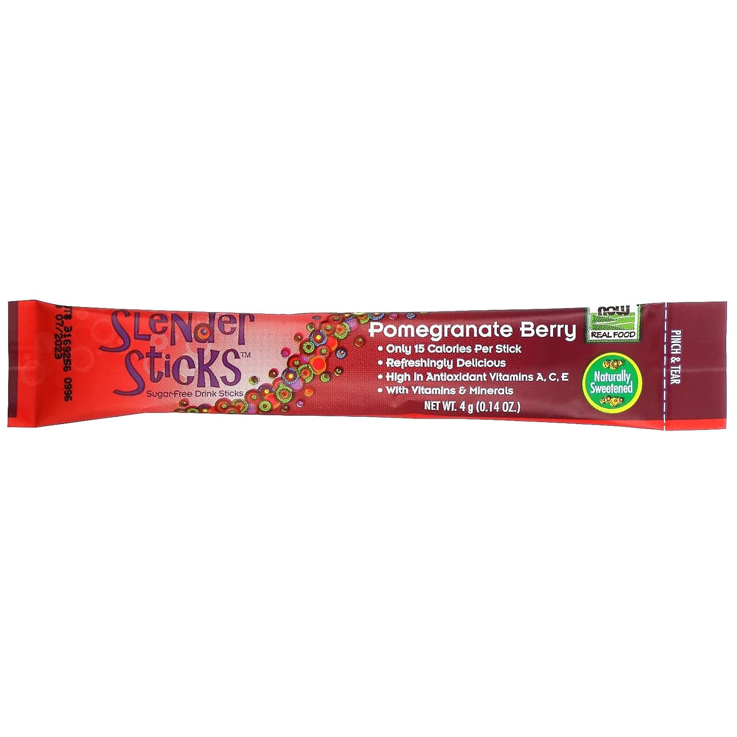 Now Foods, Slender Sticks, Pomegranate Berry, 15 Calories Per Stick, Refreshingly Delicious, With Antioxidant Vitamins A,C, E, 12/Box