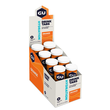 GU Energy Hydration Electrolyte Drink Tablets, Vegan, Gluten Free & Caffeine Free, Enhanced Endurance Sports Drink for Running, Cycling, Triathlon, 8-Count (96 Servings), Orange : Health & Household