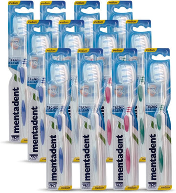 12 x Mentadent Teeth Tecnic Clean Toothbrush Medium