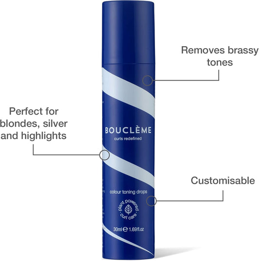 Bouclème - Colour Toning Drops - Colour Enhancing For Blondes, Silvers, Balayage Or Dyed Brunettes - 98.7% Naturally Derived - Sulphate Free - Indigo Blue (30Ml)