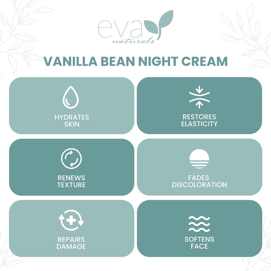 Eva Naturals Vanilla Bean Night Cream by Eva Naturals (60 ml) - With Vitamin E and Green Tea