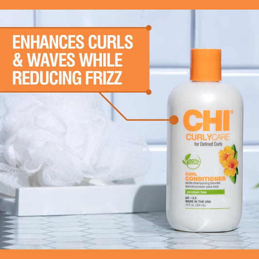 CHI CurlyCare - Curl Conditioner 12 fl oz- Gentle Formula Hydrates Curls, Reduces Frizz While Retaining Curl Shape and Curl Pattern