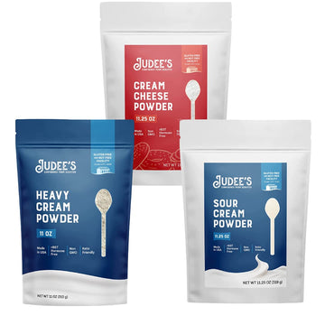 Judee's Cream Bundle: Heavy Cream Powder (11 oz), Cream Cheese Powder (11.25 oz), and Sour Cream Powder (11.25 oz), Made in USA, Dairy Flavors, Keto Friendly, Dedicated Gluten & Nut Free Facility