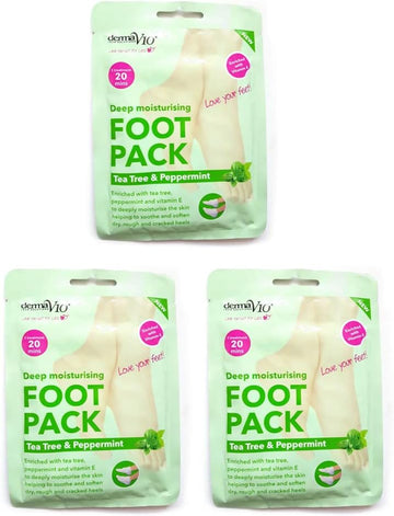Derma V10 Foot Pack - Pack Of 3 (Tea Tree & Peppermint)