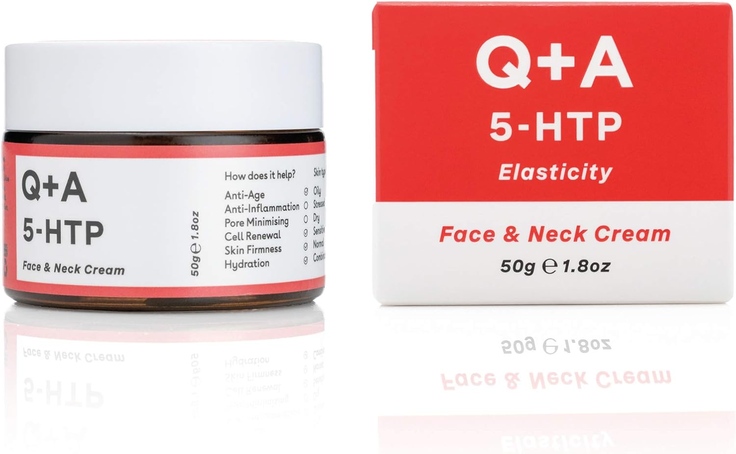 Q+A 5-Htp Face And Neck Cream. A Moisturiser For Improving Skin Elasticity And Collagen Production. 50G/1.8Oz