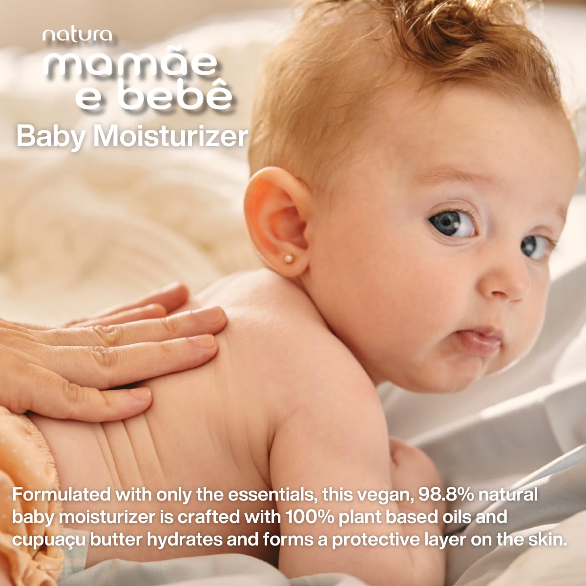 Natura - Mamãe E Bebê Baby Fast Absorbing Moisturizer - 100% Vegan - Plant Based Oils & Cupuaçu Butter - 98.8% Natural Origin - All Skin Types - Cruelty Free - Baby Essentials - 6.7 Fl Oz (200Ml)