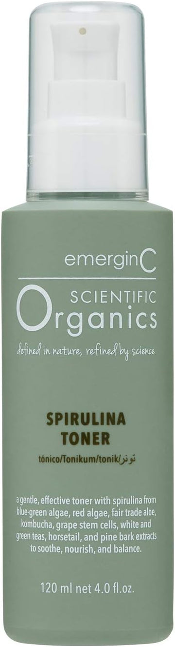 Emerginc Scientific Organics Spirulina Toner - Gentle + Effective Toner For Face With Plant Stem Cells + Witch Hazel (4 Oz, 120 Ml)