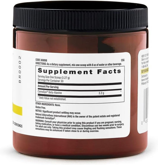 Beyond Raw Chemistry Labs Beta-Alanine Powder, Increases Workout Performance And Decreases Muscle Soreness, 30 Servings