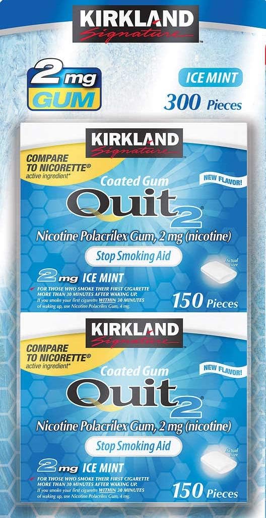 Kirkland Signature Quit Ice Mint Gum 2mg, 300 Pieces