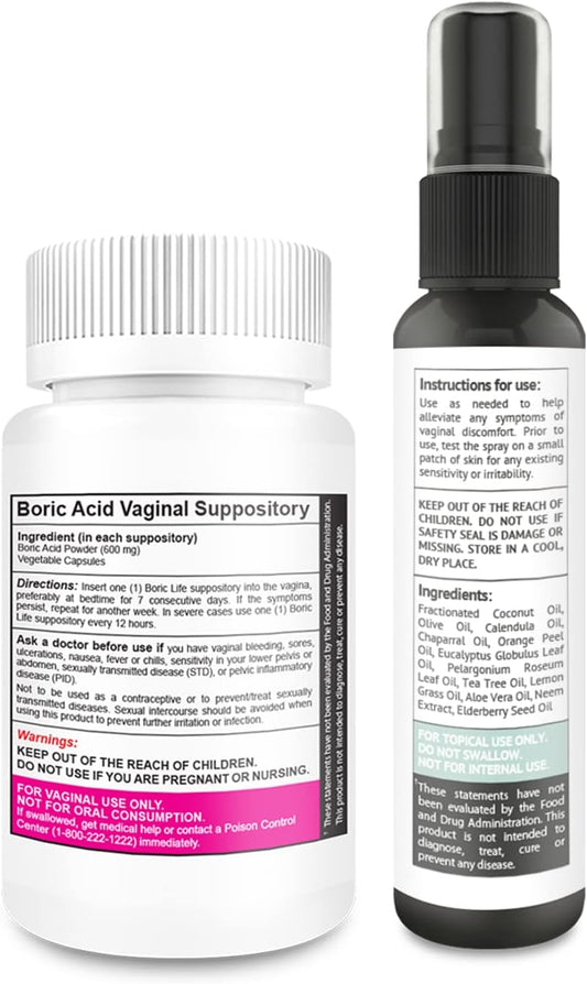 Nutrablast Boric Acid Vaginal Suppositories 600Mg (30 Count) W/Intimist Essential Oils Blend Spray (2 Fl Oz)