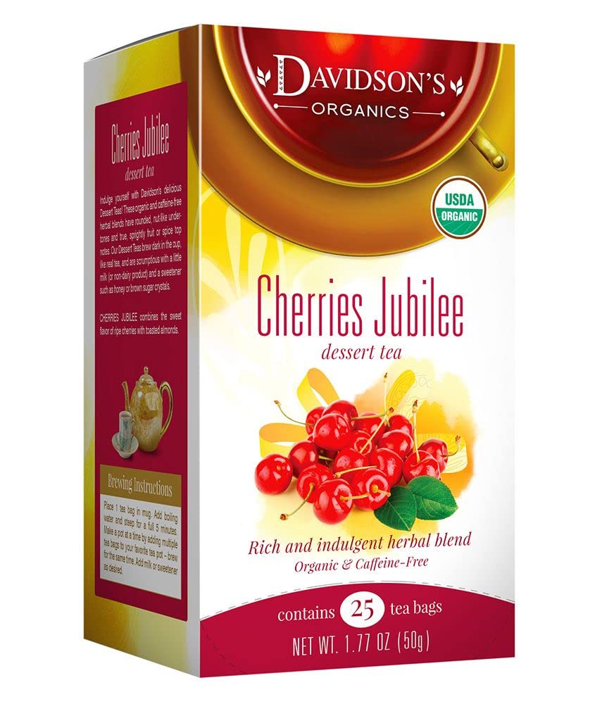 Davidson'S Organics, Cherries Jubilee, 25-Count Tea Bags, Pack Of 6