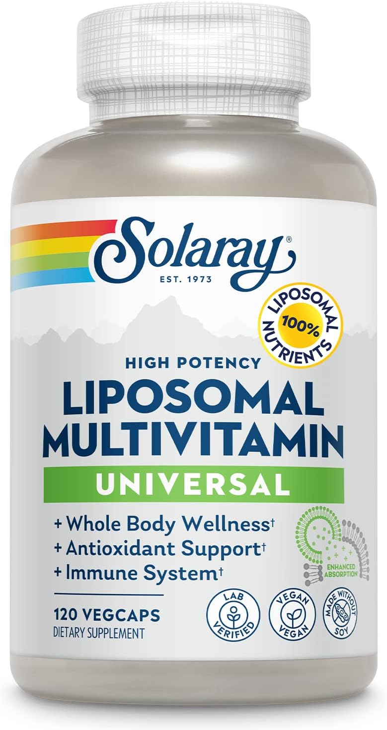 SOLARAY Liposomal Multivitamin for Men & Women, High Potency, Enhanced Absorption Vitamin C, Vitamin D, Biotin, Methyl B-12, Odor Neutral & Gentle Digestion, 30 Servings, 60 VegCaps