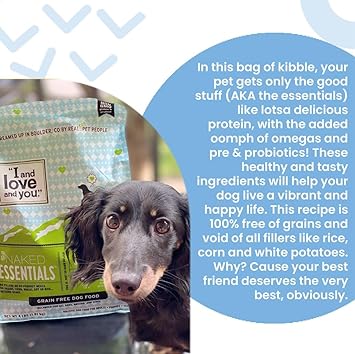I and love and you Naked Essentials Dry Dog Food - Lamb + Bison - High Protein, Real Meat, No Fillers, Prebiotics + Probiotics, 4lb Bag : Pet Supplies