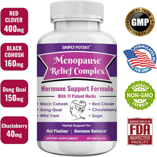 Premium Menopause Supplements for Women | with Black Cohosh, Dong Quai, Red Clover, Soy Isoflavones, Wild Yam, Chasteberry | Support for Hormone Balance, Hot Flash Alleviation & Female Wellness