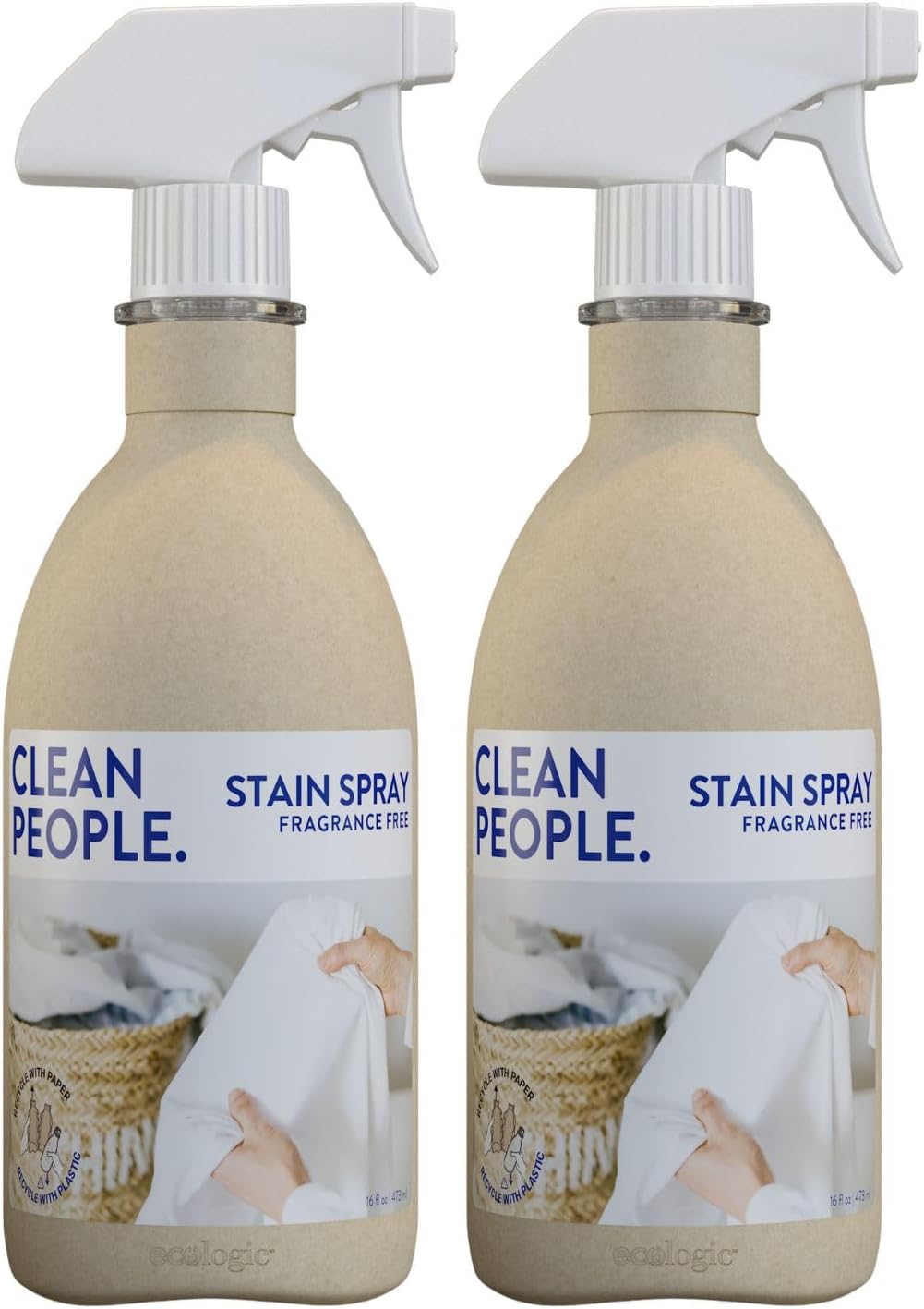 Clean People Stain Remover Spray - Natural Plant & Mineral-Based Ingredients - Non-Toxic Laundry Spot Treatment for Food, Pet & Baby Stains - Boosted with Enzymes - Fabric Safe - 16oz (2 Pack)…