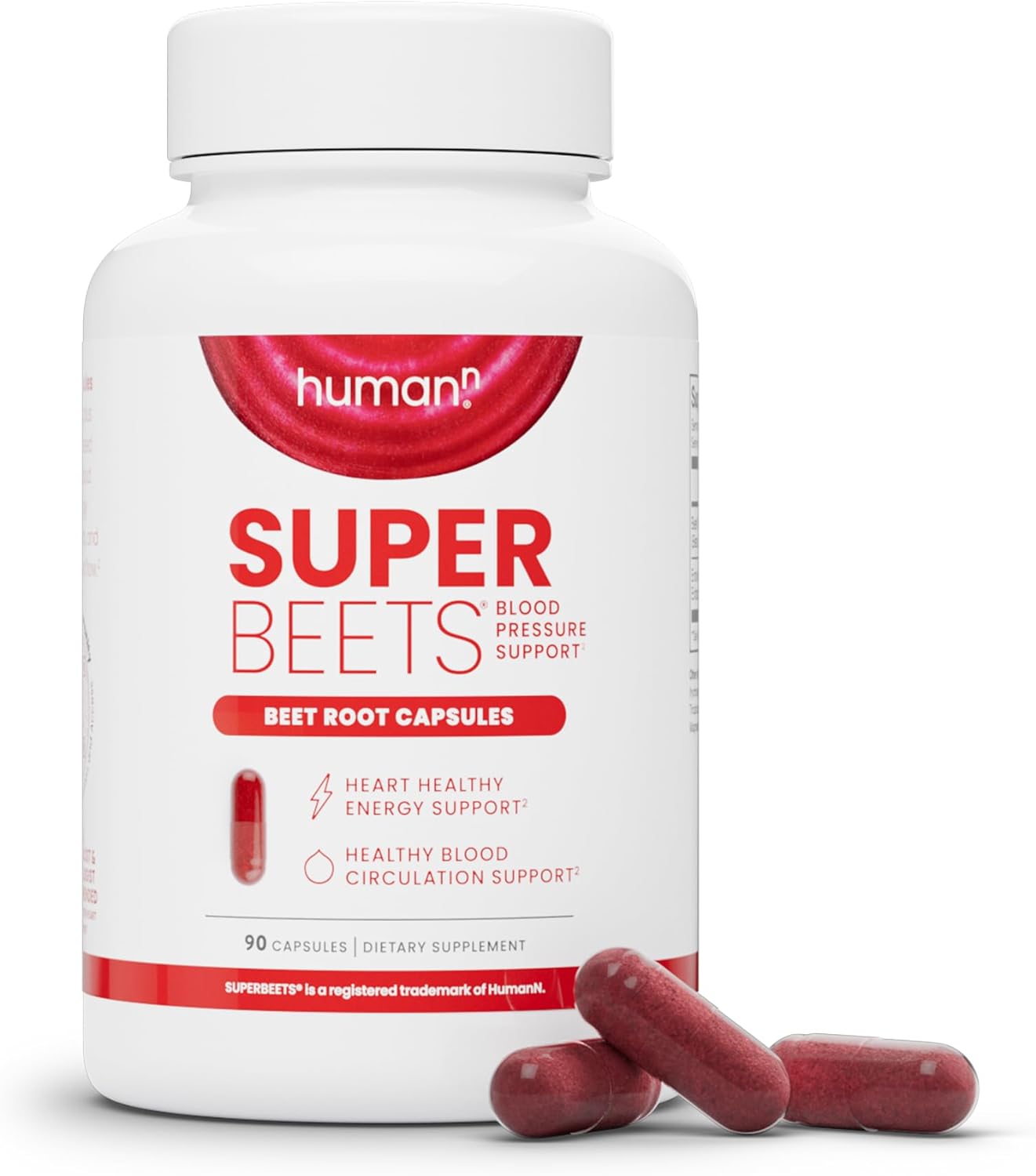 Humann Superbeets Beet Root Capsules Quick Release 1000Mg - Supports Nitric Oxide Production, Blood Pressure – Clinically Studied Antioxidants 90 Count Non-Gmo Powder