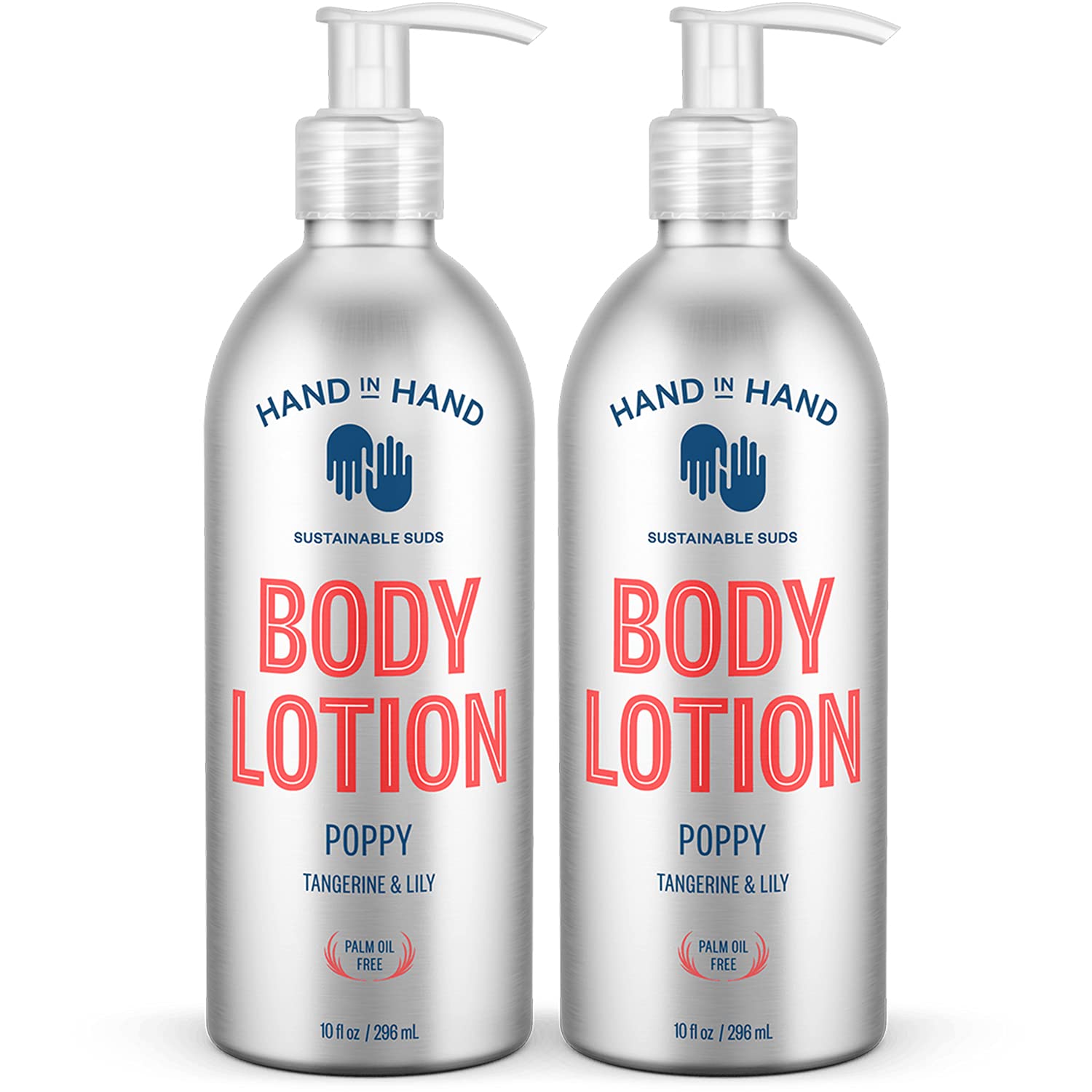 Hand In Hand Moisturizing Body Lotion, Dry Skin Lotion With Shea Butter, 10 Fl Oz, Tangerine & Lily, Poppy Scent, 2 Pack