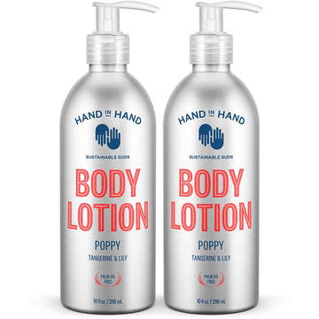 Hand In Hand Moisturizing Body Lotion, Dry Skin Lotion With Shea Butter, 10 Fl Oz, Tangerine & Lily, Poppy Scent, 2 Pack