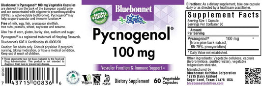 Bluebonnet Pycnogenol Vegetarian Capsules, 100 Mg, 60 Count (743715008366)