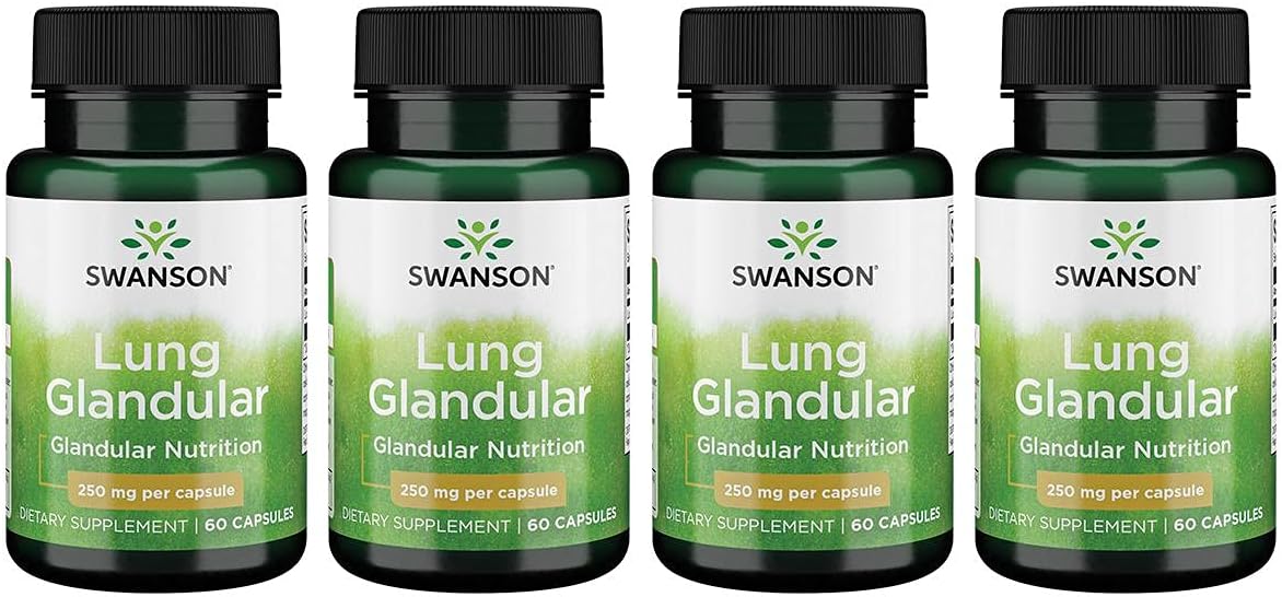 Swanson Raw Lung Glandular 250 Milligrams 60 Capsules (4 Pack)