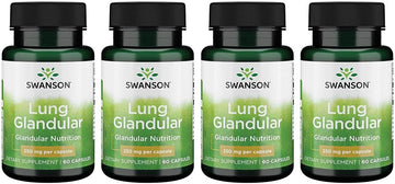 Swanson Raw Lung Glandular 250 Milligrams 60 Capsules (4 Pack)