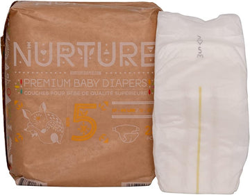 Nurture Diapers By Biobag, Size 5 (27-40 Pounds), 69 Premium Quality Baby Diapers, Chemical Free, Ultra Absorbent, Eco Friendly, Hypoallergenic