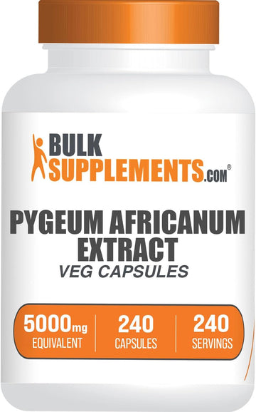 BULKSUPPLEMENTS.COM Pygeum Africanum Extract Capsules - Pygeum Supplement, Pygeum 5000mg Capsules - from Pygeum Bark, Gluten Free - 1 Capsule per Serving, 240 Veg Capsules (Pack of 1)