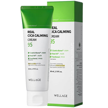 Wellage Cica Calming Cream 2.7Oz - Face Soothing Moisturizer With High Purity Madecassoside - Calms Sensitive Skin, Anti-Redness, Anti-Scaling